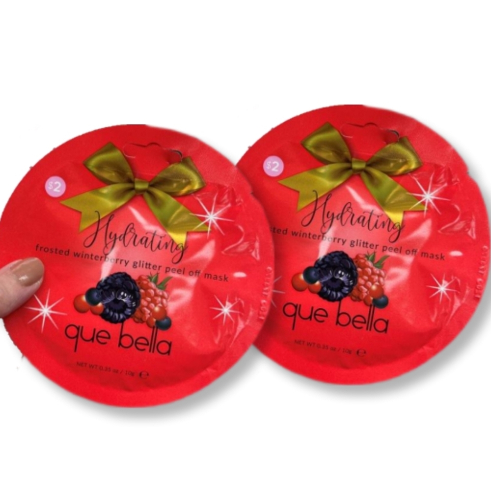Que Bella Frosted Winterberry Glitter Peel Off Mask 2pk